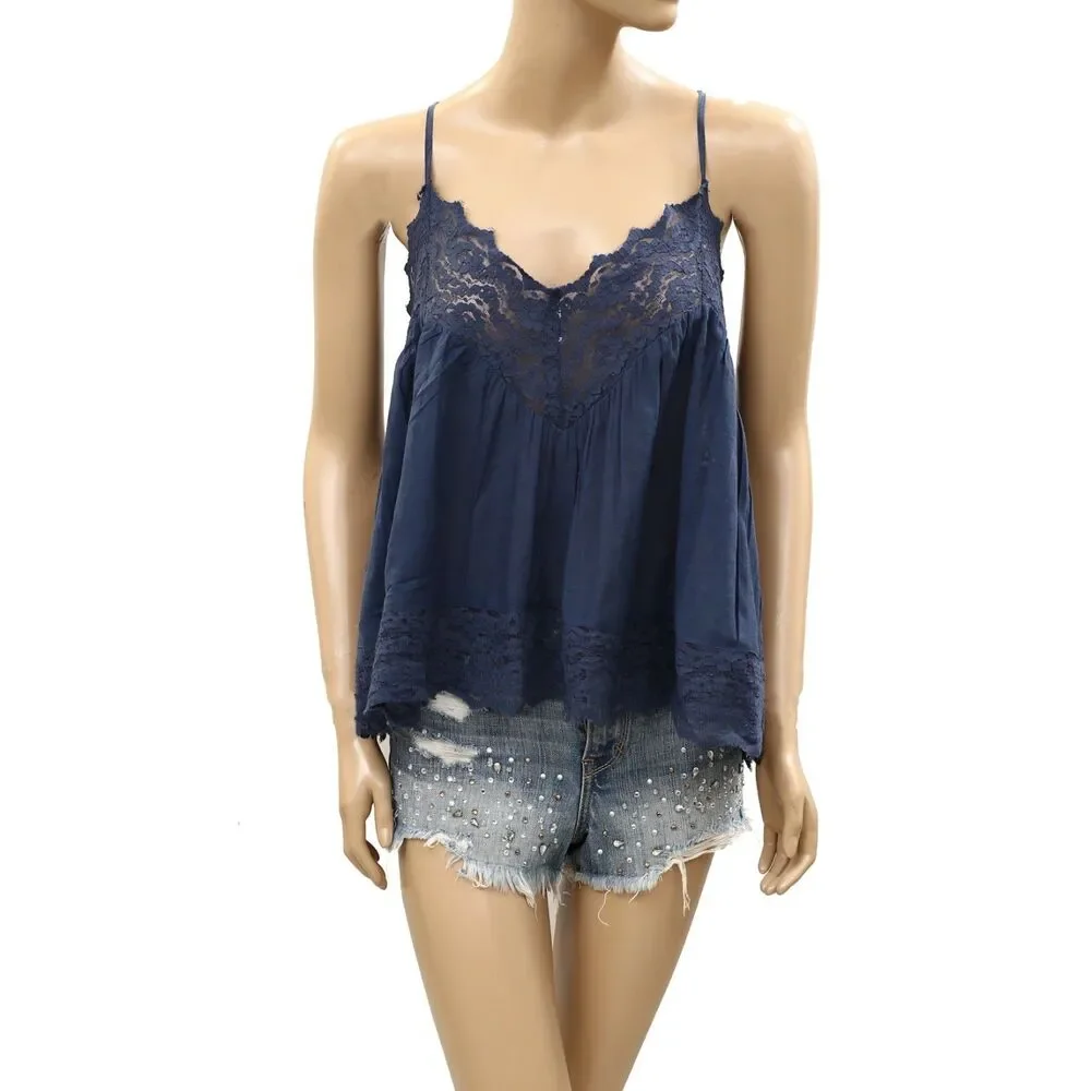 Intimately Free People Fiona Cami Blouse Top Tank Sleeveless Lace Slip M 288980